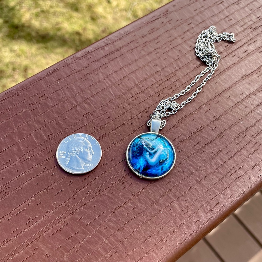 Silver and Glass Mermaid Necklace - Picture 5 of 6